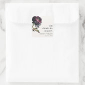 Moody Gothic Donker Paarse Zwarte Pioen Bruiloft Vierkante Sticker (Tas)