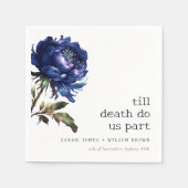 Moody Gothic Donkerblauw Navy Pioen Bruiloft Servet (Voorkant)