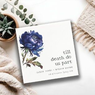 Moody Gothic Donkerblauw Navy Pioen Bruiloft Servet