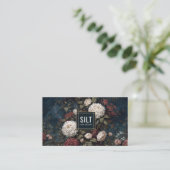 Moody Gothic Floral Dark Velvet Peony Gold Frame Visitekaartje (Staand voorkant)