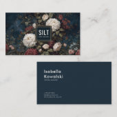 Moody Gothic Floral Dark Velvet Peony Gold Frame Visitekaartje (Voorkant / Achterkant)