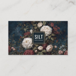 Moody Gothic Floral Dark Velvet Peony Gold Frame Visitekaartje