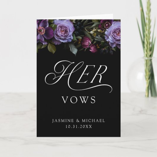Moody Gothic Floral Haar Huwelijksgeloften Kaart (Voorkant)