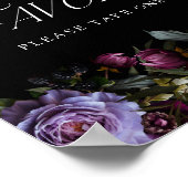 Moody Gothic Floral Paarse bruiloft gunsten teken Poster (Hoek)