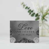 Moody Gothic Gray Roos Weddenschap Hartelijk dank Briefkaart (Staand voorkant)