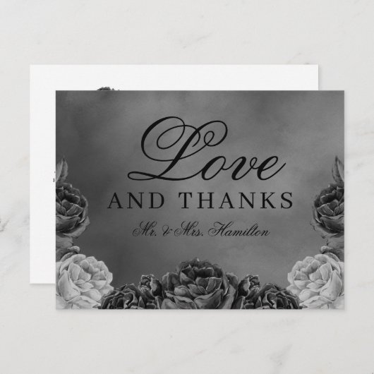 Moody Gothic Gray Roos Weddenschap Hartelijk dank Briefkaart (Voorkant / Achterkant)