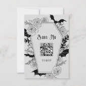 Moody Gothic Grey Wedding QR Code Website RSVP Kaartje (Voorkant)