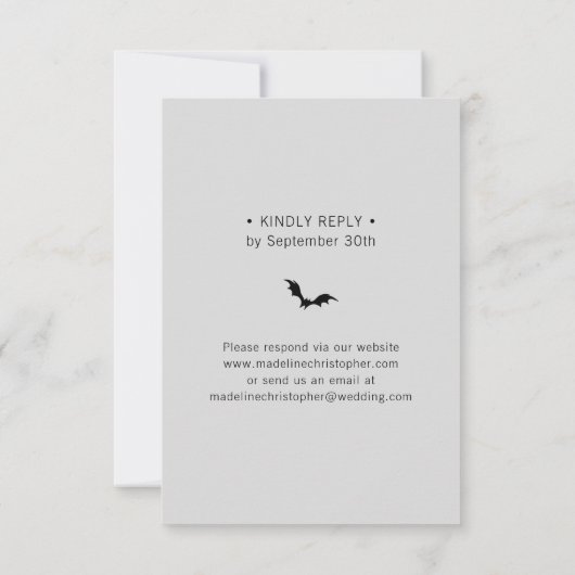 Moody Gothic Grey Wedding QR Code Website RSVP Kaartje (Achterkant)