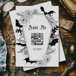 Moody Gothic Grey Wedding QR Code Website RSVP Kaartje