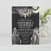 Moody Gothic Halloween Kostuum Cocktail Party Kaart (Staand voorkant)