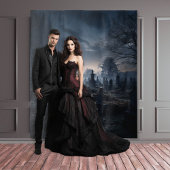 Moody Gothic Haunted Moonlit Graveyard XLarge Wandkleed