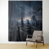 Moody Gothic Haunted Moonlit Graveyard XLarge Wandkleed (In situ)