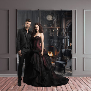 Moody Gothic Mansion Blue Study Stoelen XLarge Wandkleed