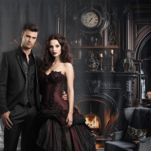 Moody Gothic Mansion Blue Study Stoelen XLarge Wandkleed