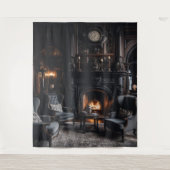 Moody Gothic Mansion Blue Study Stoelen XLarge Wandkleed (Voorkant)