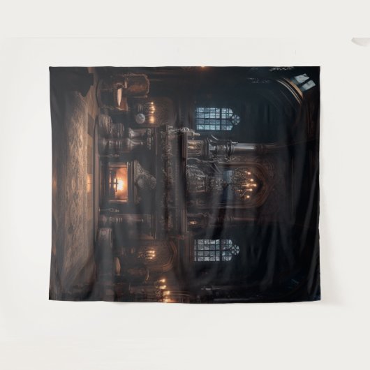 Moody Gothic Mansion Marmeren Open haard XLarge Wandkleed (Voorkant (horizontaal))
