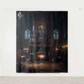 Moody Gothic Mansion Marmeren Open haard XLarge Wandkleed (Voorkant)