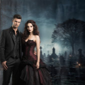 Moody Gothic Misty Graveyard bij Dusk XLarge Wandkleed