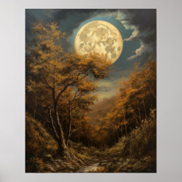 Moody Gothic Moon Art Print Poster