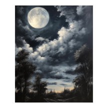 Moody Gothic Moon Art Print Poster