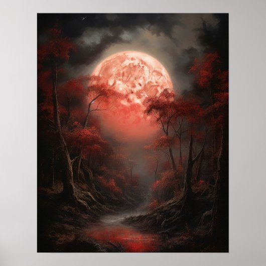 Moody Gothic Moon Art Print Poster (Voorkant)