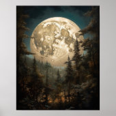 Moody Gothic Moon Art Print Poster (Voorkant)
