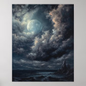 Moody Gothic Moon Art Print Poster (Voorkant)
