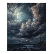 Moody Gothic Moon Art Print Poster