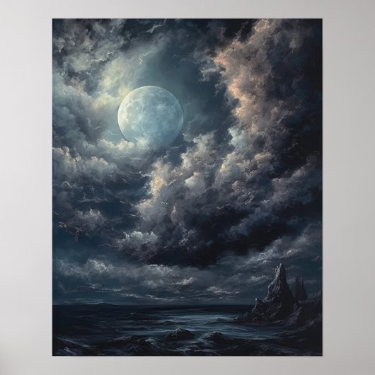 Moody Gothic Moon Art Print Poster (Voorkant)