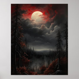 Moody Gothic Moon Art Print Poster