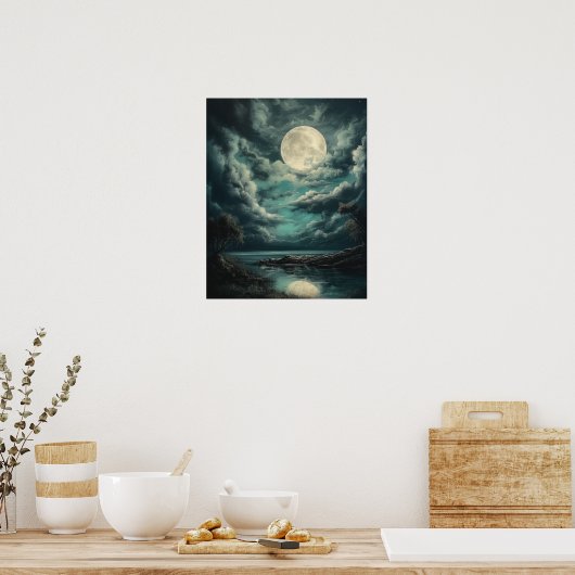 Moody Gothic Moon Art Print Poster (Keuken)