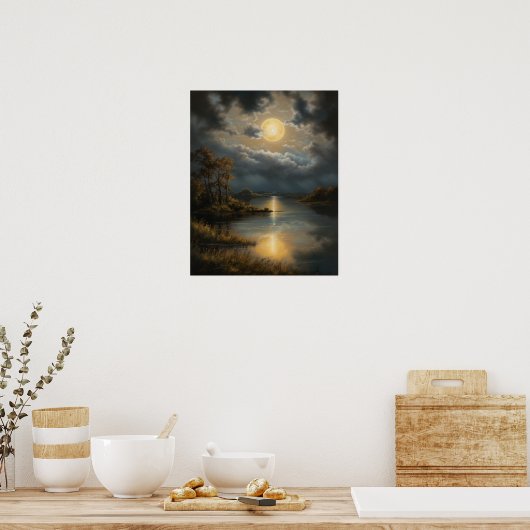 Moody Gothic Moon Art Print Poster (Keuken)