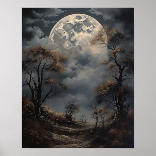 Moody Gothic Moon Art Print Poster (Voorkant)