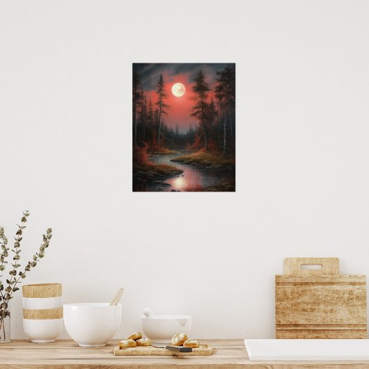 Moody Gothic Moon Art Print Poster (Keuken)