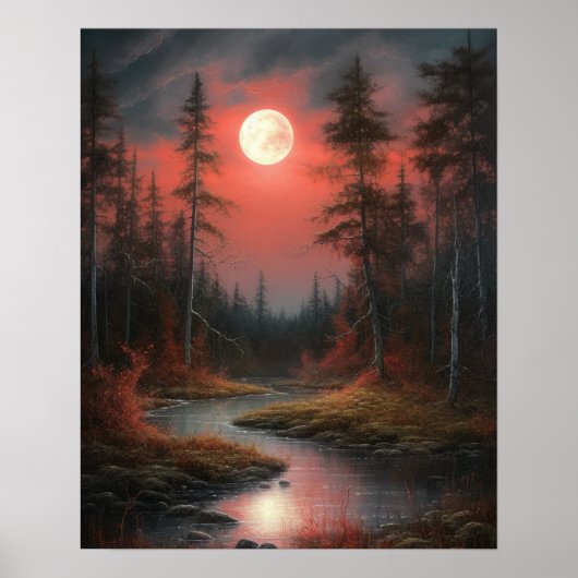 Moody Gothic Moon Art Print Poster (Voorkant)