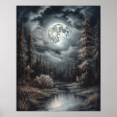 Moody Gothic Moon Art Print Poster (Voorkant)