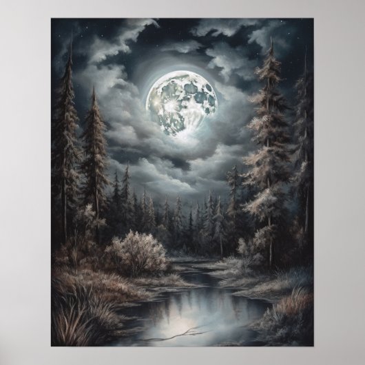 Moody Gothic Moon Art Print Poster (Voorkant)