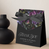 Moody Gothic Paarse Bloemen Bruiloft Dank u Bedankdoosjes
