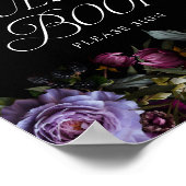 Moody Gothic Paarse Bloemen Bruiloft Gast Boek tek Poster (Hoek)
