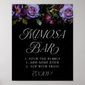 Moody Gothic Paarse Bloemen Bruiloft Mimosa Bar Te Poster (Voorkant)