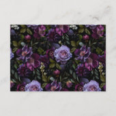 Moody Gothic Paarse Bloemen Bruiloft Receptie Informatiekaartje (Achterkant)