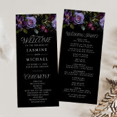 Moody Gothic Paarse Bloemen Trouwprogramma