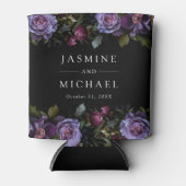 Moody Gothic Paarse bloemenbruiloft Blikjeskoeler (Voorkant)