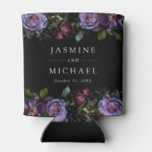 Moody Gothic Paarse bloemenbruiloft Blikjeskoeler (Achterkant)