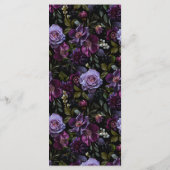 Moody Gothic Paarse bloemenbruiloft Menu (Achterkant)
