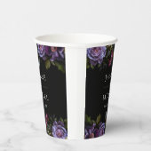 Moody Gothic Paarse bloemenbruiloft Papieren Bekers (Rechts)