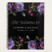Moody Gothic Paarse bloemenbruiloft Planner (Voorkant)