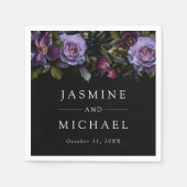 Moody Gothic Paarse bloemenbruiloft Servet (Voorkant)