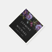 Moody Gothic Paarse bloemenbruiloft Servet (Hoek)