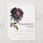 Moody Gothic Paarse Zwarte Pioen Verloving Kaart (Voorkant)